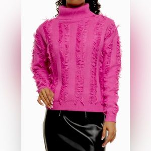 NWOT- New Look Fringe Knit Turtleneck Sweater XL